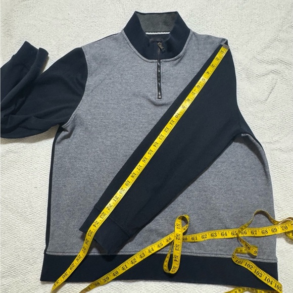 Magaschoni Men’s XL Navy Blue Color Block Long Sleeve Textured Pullover - Picture 8 of 10